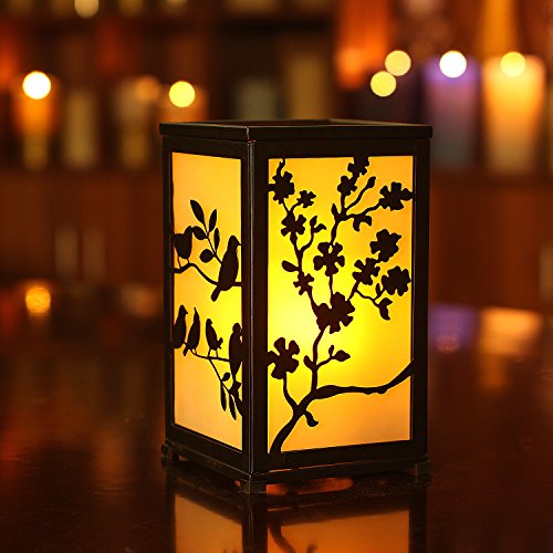 Giveu Decorative Led Candle Lantern With Timer Rustic Candle Lantern With Twelve Magnetic Seasonal Themed Panels ,5 X 5 X 8.5" Black #TOP1