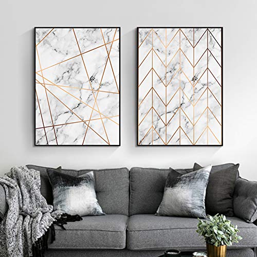 Decoración de pared premium con lienzo de diseño mármol triángulo de LaLe Living 2