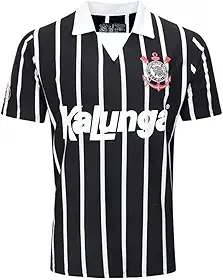 CAMISA POLO CORINTHIANS RETRÔ KALUNGA, MASCULINA, PRETA