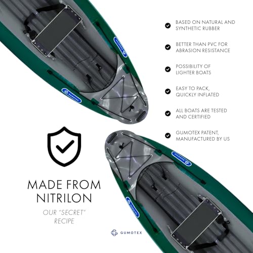 GUMOTEX Canoa Inflable PALAVA Verde | Material Duradero NITRILON | Capacidad 2 Adultos + 1 Niño, Ideal para Aventuras en Río y Lago miniatura 3