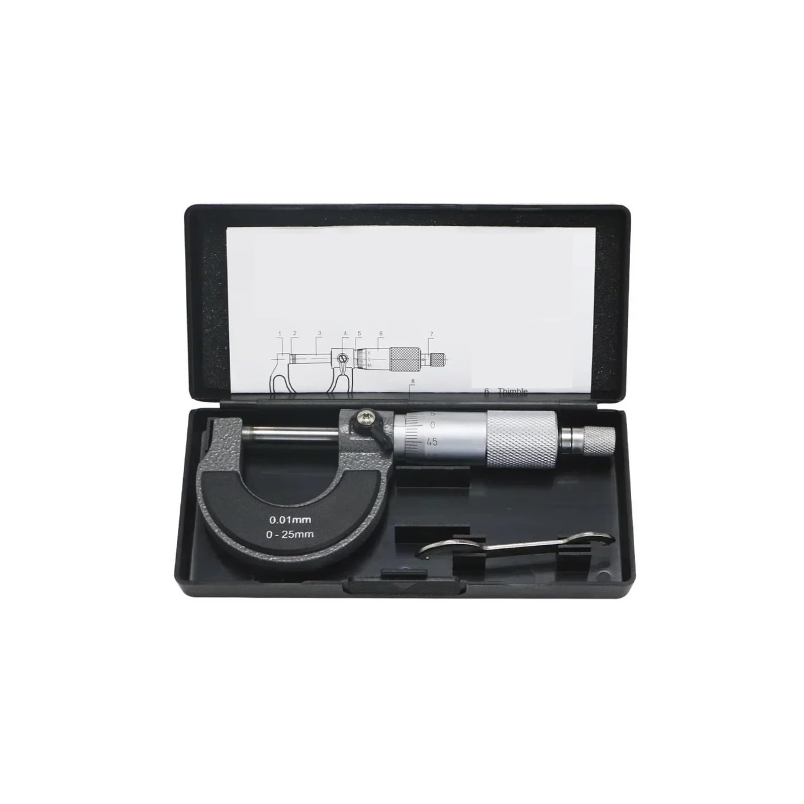 Mikrometr zewnętrzny 0,01 mm, 0-25 mm, mikrometryczny przyrząd pomiarowy