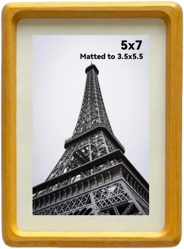 8x10 Picture Frame Wood With 6x8 Mat,Natural Solid Teak 8 by 10 Picture Frame For Wall or Tabletop Display