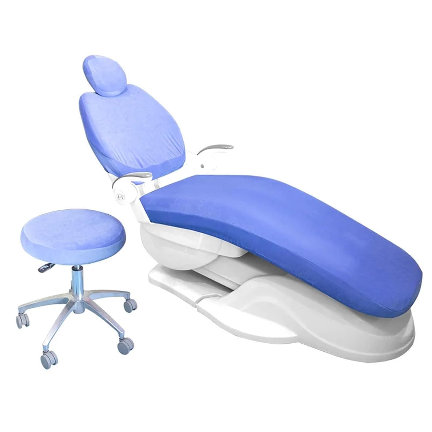 Dental Chair Cover 4pcs/Set Washable Dustproof Dental Chair Seat Cover Elastic Fabric Dentist Stool Pillow Protector(Dark Blue)