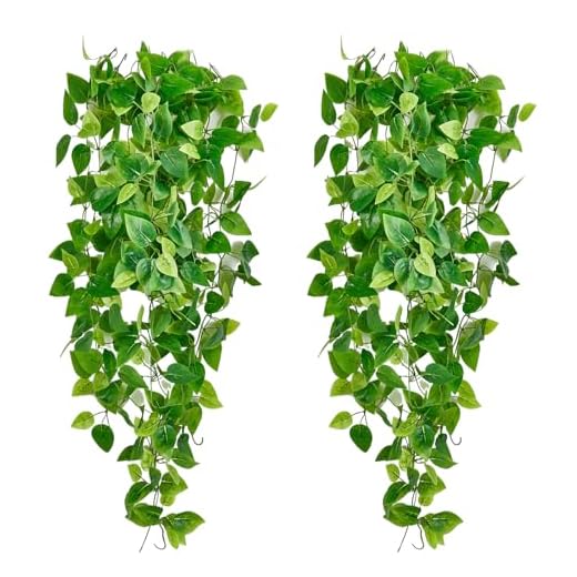 Fake Hanging Plants Vines(2pcs)for Room Decor, Artificial Ivy Greenery Garlands for Home Bedroom Living Aesthetic Kitchen Office Wall Patio Bookshelf,Indoor,Outdoor Farmhouse Decorations(No flowerpot)