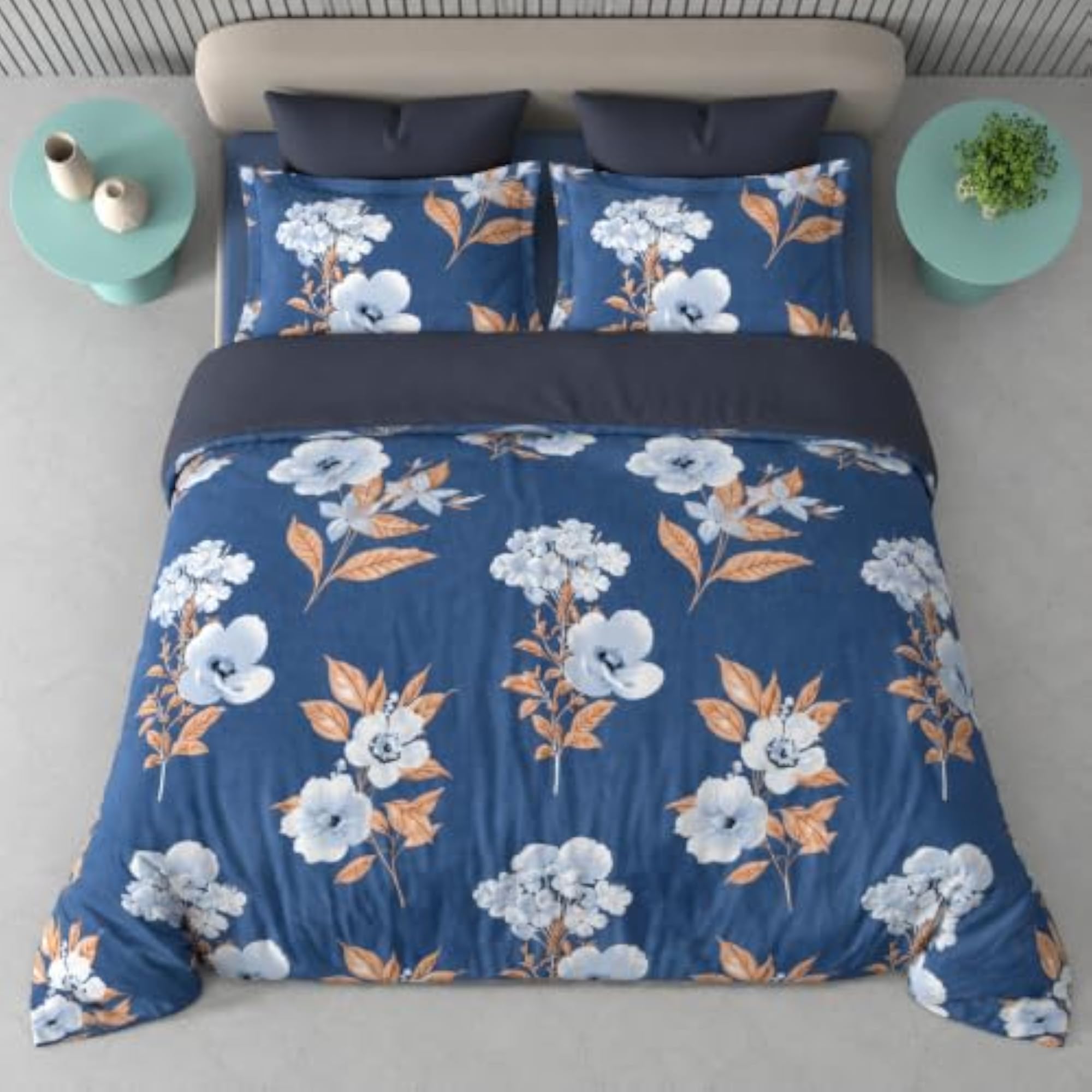 Raymond 100% Cotton Floral Printed Double Size Bedsheet