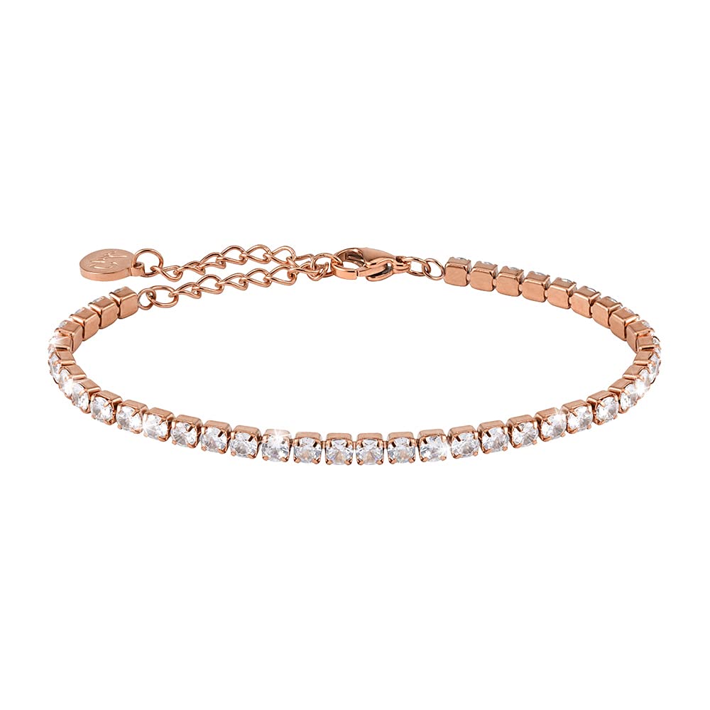 GD GOOD.designs Tennisarmband für Damen | Cubic Zirkonia Armband | Armkette mit Kristall Steinen in 18K Gold - Roségold - Silber