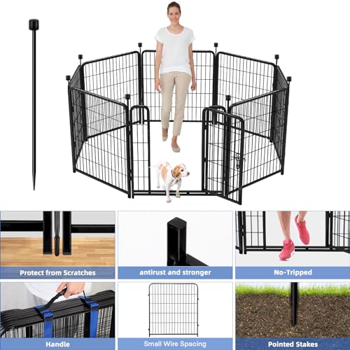 ADAVIN Tall Garden Fence 40 in(H)×31 Ft(L) 14 Panels, Heavy Duty Iron Metal Fence with Gate Low Threshold, Dogs Rabbit Fences Outdoor Camping, Flower Bed Fencing Border, Temporary Black Yard Fences — view 2