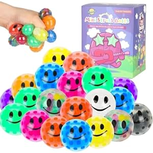 20 Pack Colorful Mini Stress Balls Set, Squishy Balls Fidget for Adult, Squeeze Balls Bulk, Birthday Gifts Party Favors Goodie Bags Stuffer Anxiety Stress Relief