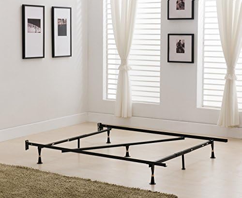 Khome Super Duty 7-Leg Adjustable Metal Bed Frame (Queen, Full, Full XL, Twin, Twin XL) with Center Support Bar, Black