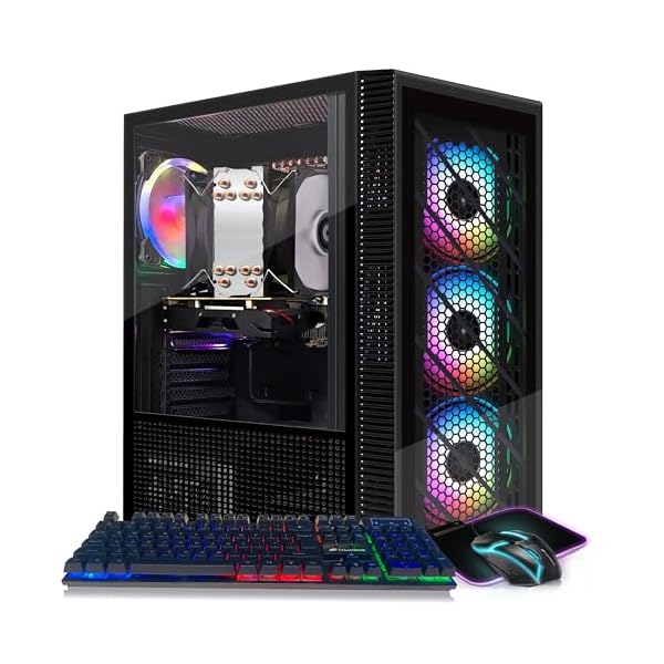 STGAubron Gaming PC Computer Desktop, RX 550 4GB, Intel i7 Xeon E5 2.8GHz, 16GB RAM, 512GB SSD, WiFi, BT 5.0, Windows 10 Home, RGB Fan x4, RGB Mouse Pad, Gaming Computer Tower for Gamer, Streaming