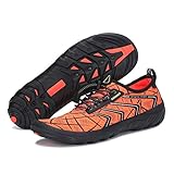 SAGUARO Mens Barefoot Water Shoes Sports Aqua Shoes for Men Quick-Dry Beach Shoes Non Slip River Surf Diving Kayak Shoes Athletic Water Aerobics Shoe, Orange 11 Men