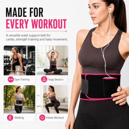 Image of Belly Fat Belt for Women and Man,Sweat Belt Fat Burner with Pocket,Neoprene Waist Trimmer for Weight Loss,Tummy Exercise,Hot Slimming Belt Lower Back Support and Relief in Back Pain