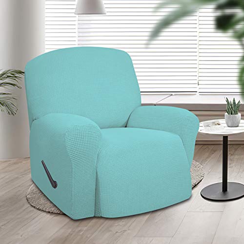 Easy-Going Oversized Recliner Stretch Sofa Slipcover Sofa Cover 1 Piece Furniture Protector Couch Soft with Elastic Bottom,Polyester Spandex Jacquard Fabric Small Check(Oversize Recliner,Light Green)