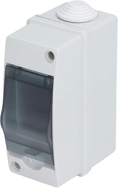 2 Way Distribution Protection Box, IP66 2 DIN Rail Waterproof Transparent Cover Outdoor Distribution Junction Box for Indoor Outdoor Wall Circuit Breaker, 4.9 x 2.2 x 3.5in