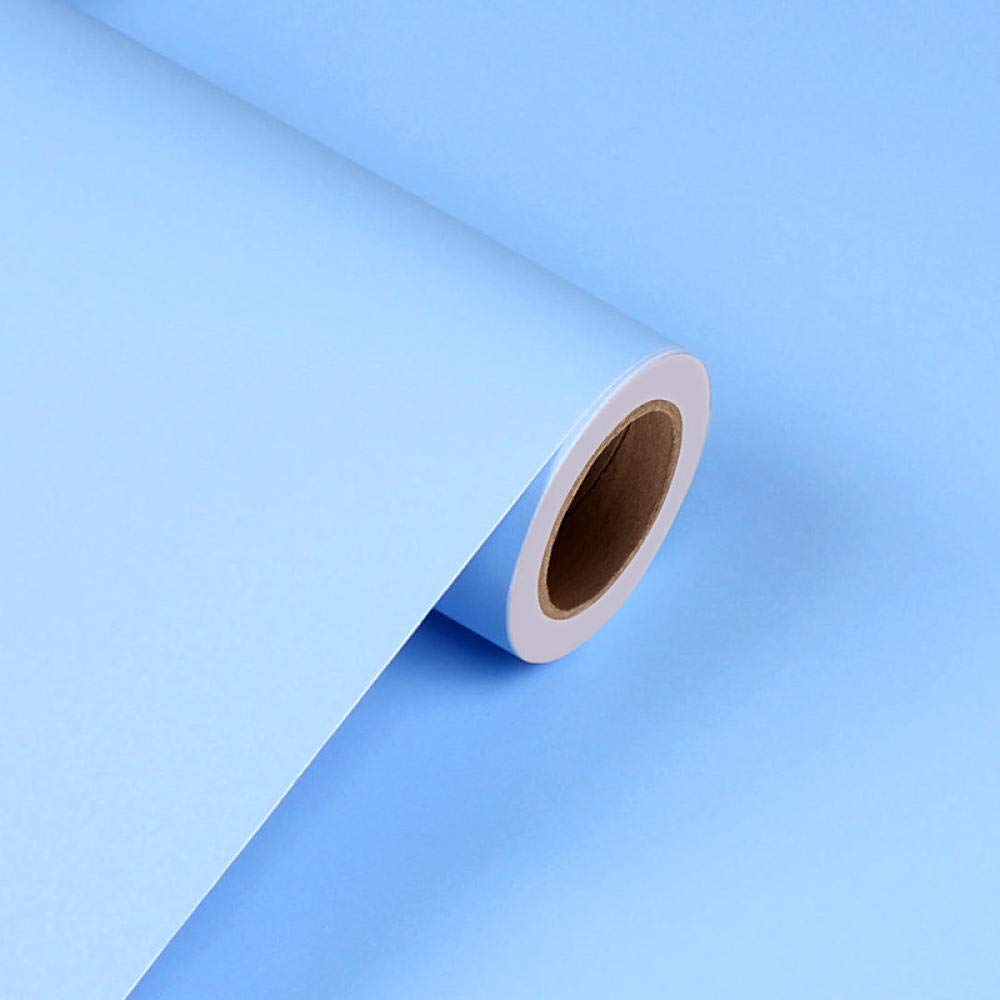 Papier adhésif meuble bleu clair effet mat givré au toucher texturé