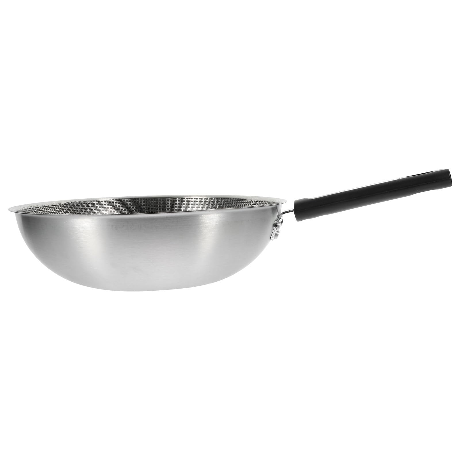 Padella Wok in Acciaio Inossidabile Nero Fondo Piatto, Antiaderente e Manico Ergonomico una Presa Confortevole, per Cucinare Uova e Fritture