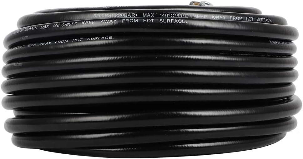SCITOO 100ft Pressure Washer Hose 3200 PSI 3/8 Inch Kink Free With Couplers Replacement Hybrid Flexible Outdoor Hose for Electric or Gas Power Washer