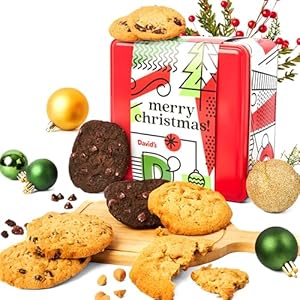 David’s Cookies Gourmet and Freshly Baked Merry Christmas Assorted Cookies in a Lovely Tin Gift Box For Your Love Ones, Deliciously Handmade Soft Variety of Cookies – 2 Lbs