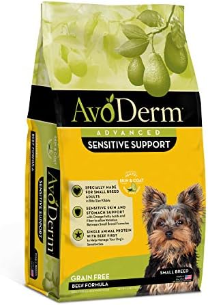 AvoDerm Advanced Sensitive Support Grain-Free for Small Breeds, Sensitivities, Beef Formula, 4lb