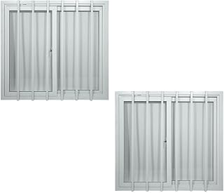 Mytee Products 2 Pack 44" x 44" Shipping Container Window with Security Bars - PVC Frame Sliding Window for Side Walls, Shipping Containers, Tree House, Garage & Store Box - Dual Panes for Insulation