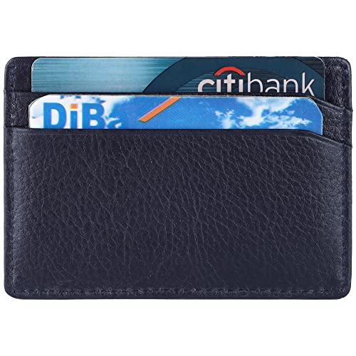 Image of Brooklyn Bridge RFID Secure Leather Card Case for Men Slim Credit Card Holder Front Pocket Business Card Organizer ID Holder Minimalist Cash Sleeve Everyday Carry Accessory