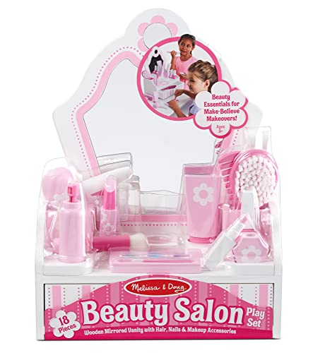 Melissa & Doug Wooden Beauty Salon Play Set With Accessories (18 Pcs) - Pretend Hair Salon, Toddler Makeup Vanity, Fashion Role For Kids Ages 3+ #TOP5