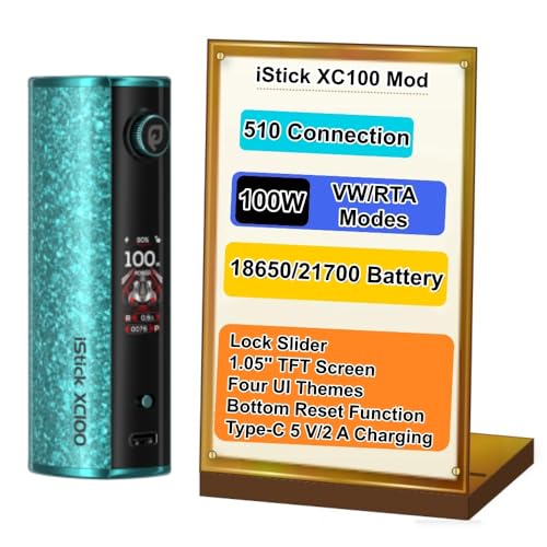 For Eleaf iStick XC100 Mod 100 W Box Vape (Azul cielo) Control deslizante de bloqueo | Pantalla TFT de 1,05'' | Carga rápida tipo C de 5 V/2 A | Batería 18650/21700 [Excluida] Original   No Nicotine