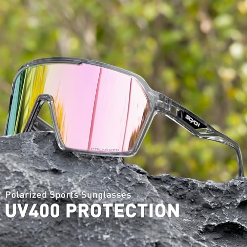 SCVCN Polarized Sports Sunglasses UV Protection for Women Men Cycling Glasses MTB Riding Goggles Bicycle Mountain Bike Glasses Baseball Running Fishing Triathlon Golf Driving Pink - image 3