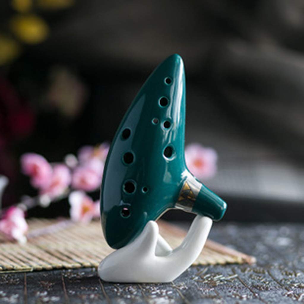 KATAZO Ocarina Stand, White Ceramic Ocarina Display Holder Hand Stand, Ceramic, C Instrument Key, 1 Pc