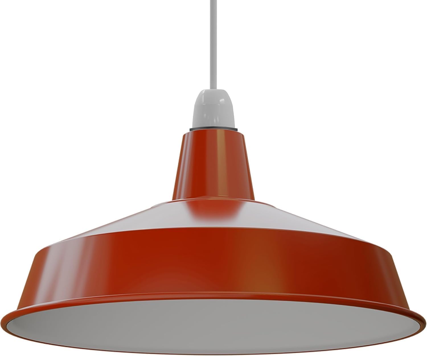 LEDSONE Industrial Pendant Lampshade Metal Orange 40cm Dome Shape Hanging Light Shade Easy Fit Ceiling Wall Table Lighting for Bedroom Hallway Office Kitchen Dining Room Bar