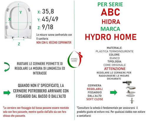 ABC HIDRA Toilet Seat as Original, Thermoset Plastic Wrap, White Made in Italy Soft Close - Image 2