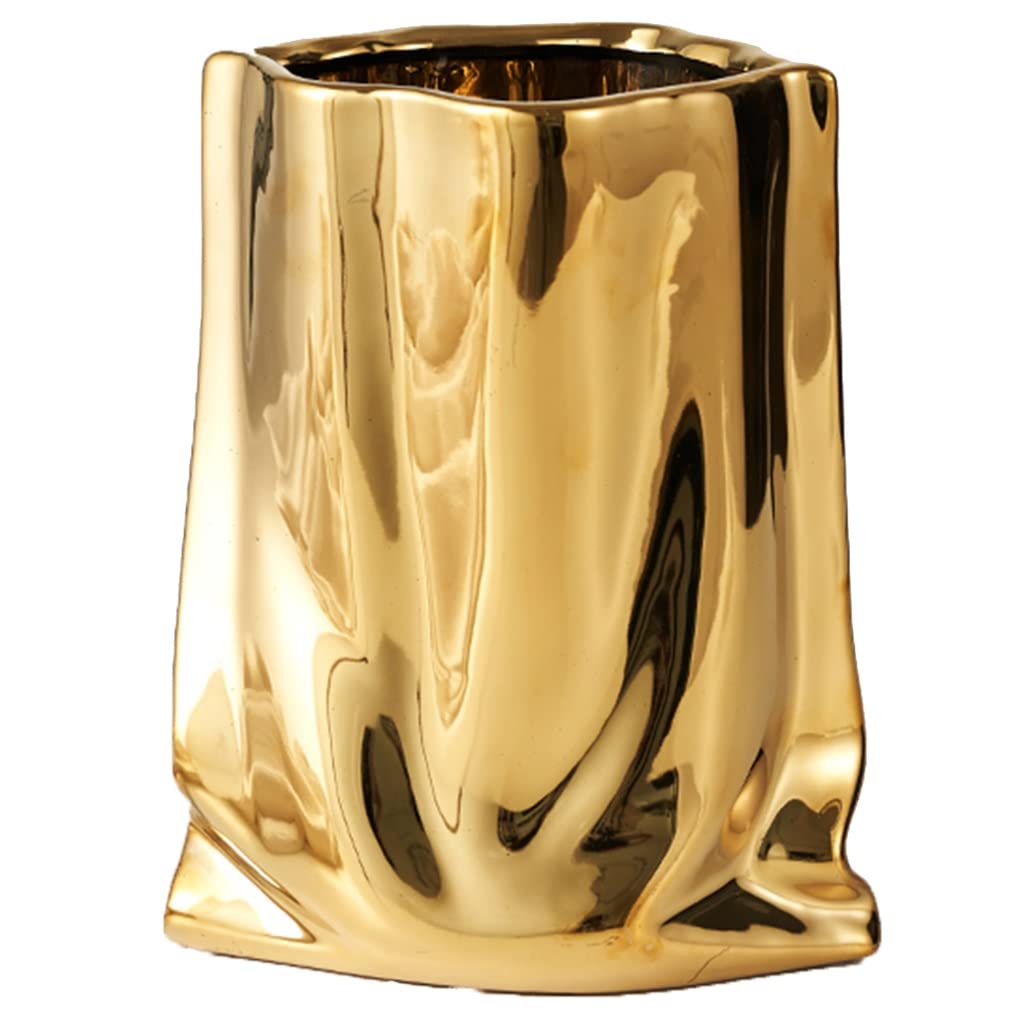 GPDNBIEU, Art Bud Vase Ceramic Flower Arrangement, Nordic Decorative for Living Room Shelf Decor(Gold)