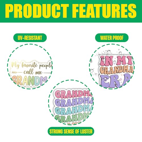 Image of Grandma Floral Stickers Nana Gigi Stickers Bulk in My Grandma Era Mother's Day Gifts for Grandma Vinyl Decal Decorations for Car Truck Laptop Windows Water Bottle Tumbler