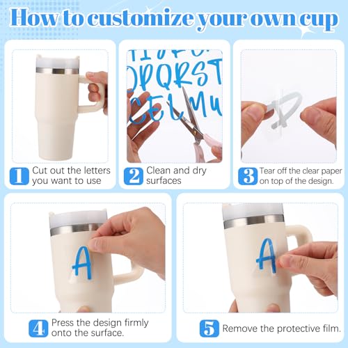Image of Humyoun 6 Sheets UV DTF Cup Wrap Name Stickers for Water Bottles Waterproof Custom Vinyl Decals Personalized Lettering Gift Stickers for 14-40oz Tumbler Cups Mugs DIY Craft (Blue)
