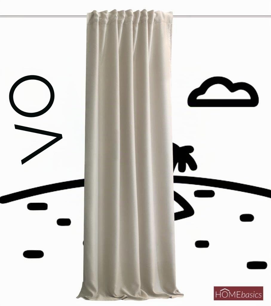 HOMEbasics | Rideau acoustique uni | ACUSTICO | Protection contre le bruit, la chaleur, le froid et les courants d'air + assombrissement | naturel | 245 x 135 cm