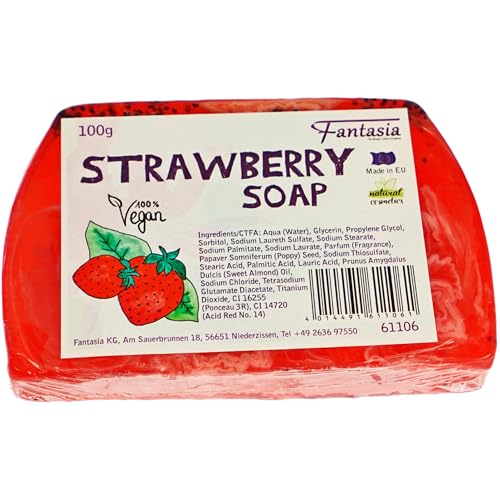 Fantasia Solid Soap: 100g Hand Soap Solid with Gentle Strawberry Scent - Vegan Soap - Handmade Soap - Hand Soap - Vegan Soap