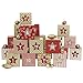 Produktbild Papierdrachen DIY Adventskalender Kisten Set - Motiv Rot-beige - 24 Bunte Schachteln zum Aufstellen und zum Befüllen - 24 Boxen
