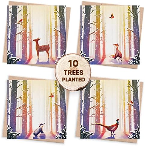Eco Luxury Christmas Cards 2025 - Recycled, Plants 10 Trees, Includes Seed Paper, British Wildlife