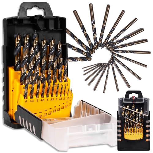 Holzbohrer Set 1-13mm 25tlg. HSS-G Präzise Bohrlöcher Bohrer Set Holz, Dreipunktspitzen Bohrerset 0.5mm Schritt
