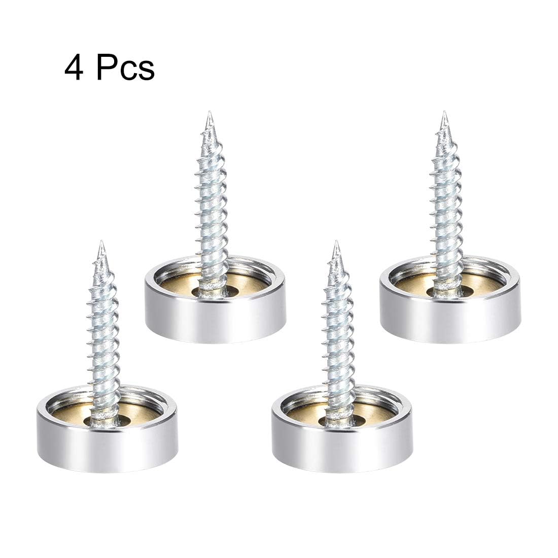 TOP-VIGOR 4Pcs Mirror Screws, 16mm brass Mirror Screws Cap Nail with Washers - Image 3