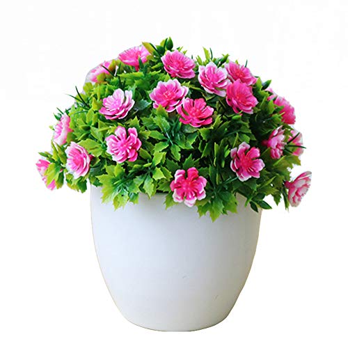 Whiie891203 Artificial Fake Flowers Plants,1Pc Potted Artificial Flower Stage Arrangements Wedding Bouquets Decorations Floral Table Centerpieces for Home Kitchen Garden Party Grave DIY Decor 1