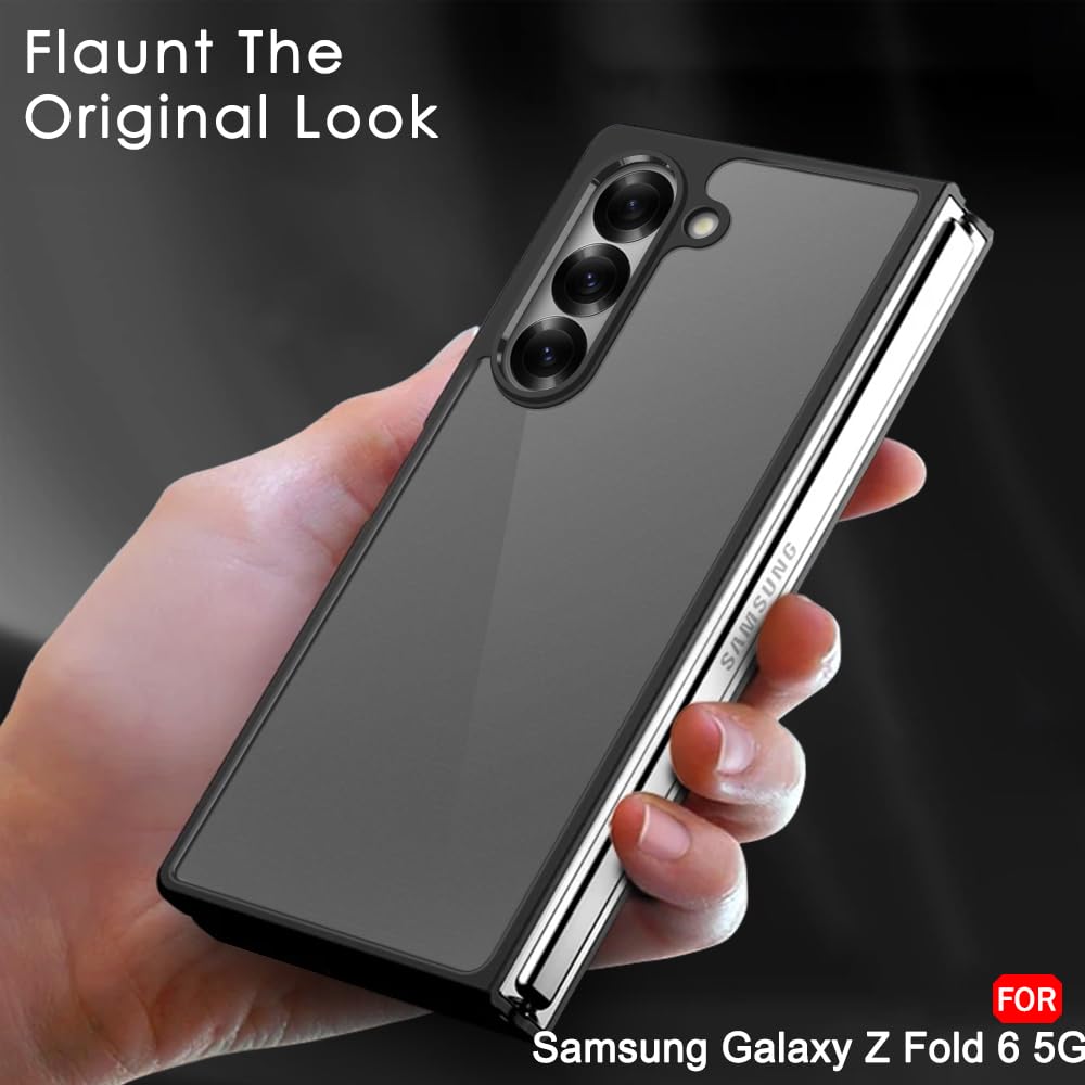 TheGiftKart Hybrid Shockproof Back Cover Case for Samsung Galaxy Z Fold 6 5G | Camera Protection Module | Hard Back Cover Case for Samsung Z Fold6 (PC & TPU, Translucent Smoke Matte Back, Black Sides) — Amazon image 6
