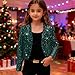 Girls Sequin Jacket Sequin Sparkly Cropped Open Front Long Sleeve Shrug Kids Fall Fashion Party Glitter Blazer Cardigan Tops