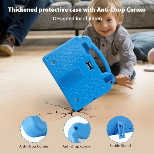 Image of Kids Tablet 10 Inch, Android 15 Tablet for Kids, A523 Octa-Core, 8GB+64GB, 1TB Expandable, WiFi 6 (2.4G+5G), EVA Case with Stand, Blue