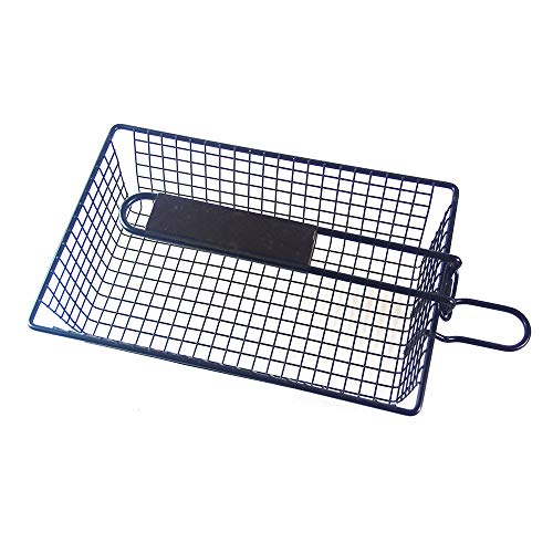 KKmoon Cesta de churrasco antiaderente para grelhar com tampa de metal Cesta de churrasco com cabo d