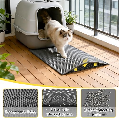Cat Litter Mat,15"X24", Waterproof, Easy to Clean (Grey-1Pack) - Image 2