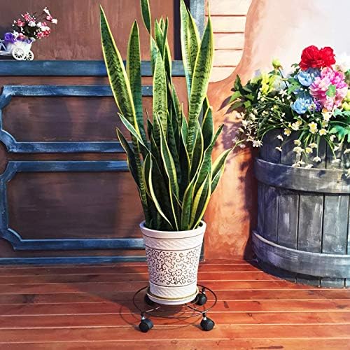 Trintion 3 Pack Plant Caddy with Wheels 27cm Round Metal Potted Trolley Heavy Duty Movable Metal Plant Dolly for Indoor Outdoor Home Garden Tools