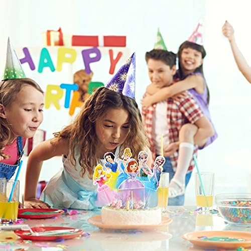 Princess Cake Toppers Party Supplies Princess Cupcake Toppers, Princess Happy Birthday Cake Decorations for Girls Sofia Fans, Kids Birthday Party 12pcs