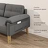 Xbro Divano a 2 Posti con Braccioli e Tasche Laterali, Piccolo Divano in Tessuto per Soggiorno, Appartamento, Ufficio, Facile da Montare, 145 x 77 x 77 cm, Grigio Scuro #4