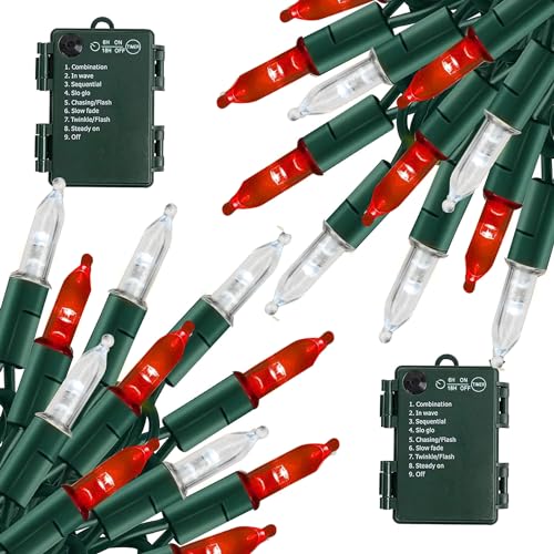 TW SHINE Battery Operated Christmas Lights, 2 Pack Total 100